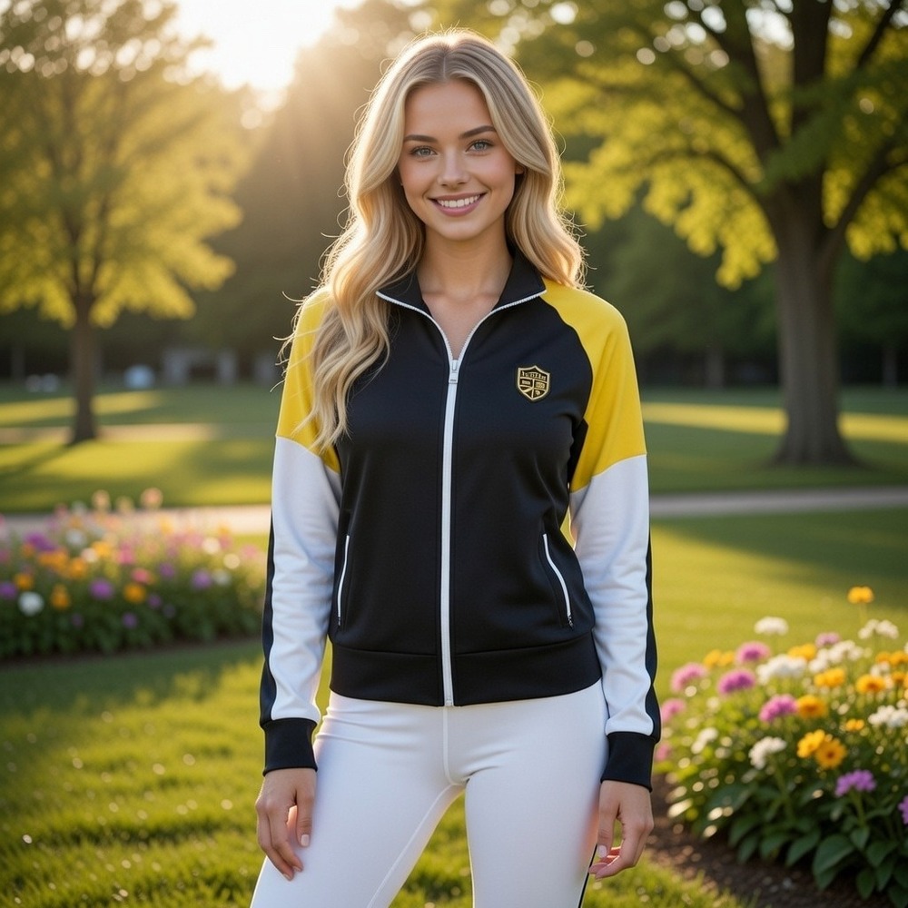 Lauren‎ Ralph Lauren Active Womens Track Jacket Black Yellow Colorblock Crest M